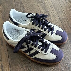 Adidas Women’s Samba Sneakers Dark Purple and Beige 6 1/2